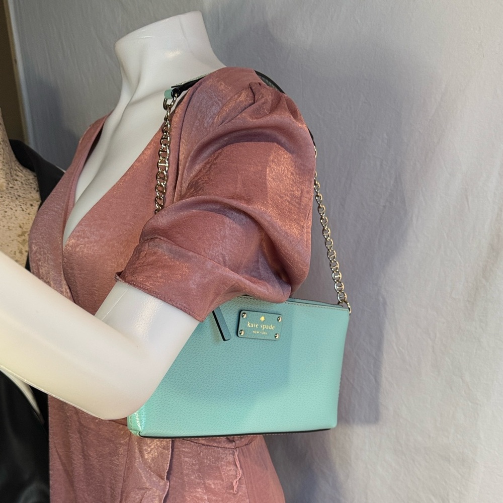 Kate Spade Light Blue Wristlet with Chain Strap - Picture 4 of 12